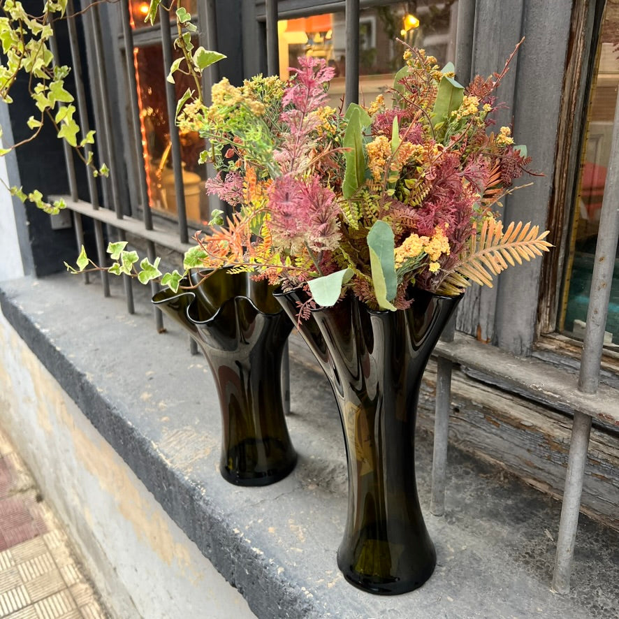 Jarrón verde ondas pequeño