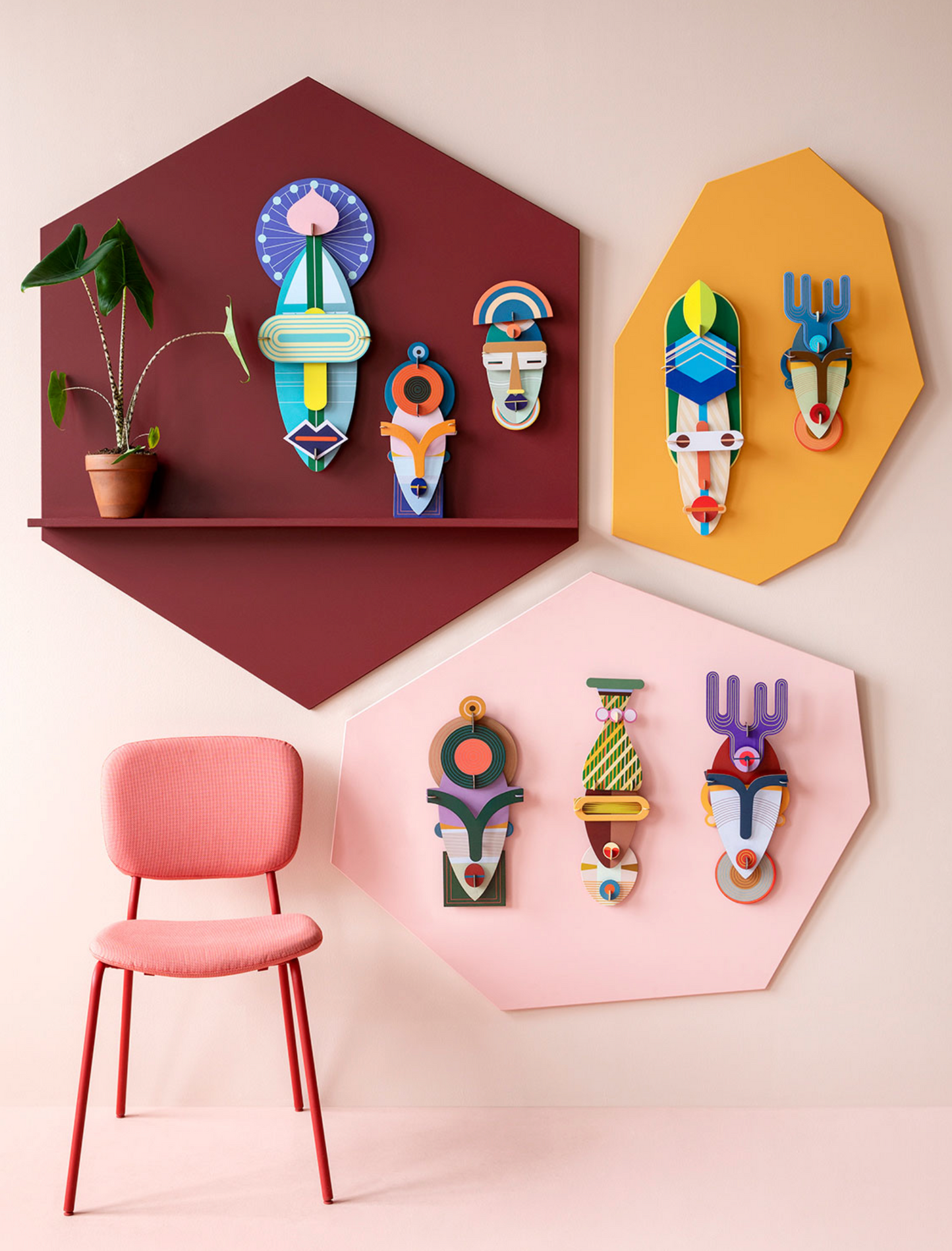 Figura Mascara adorno tenedor Carton Puzle