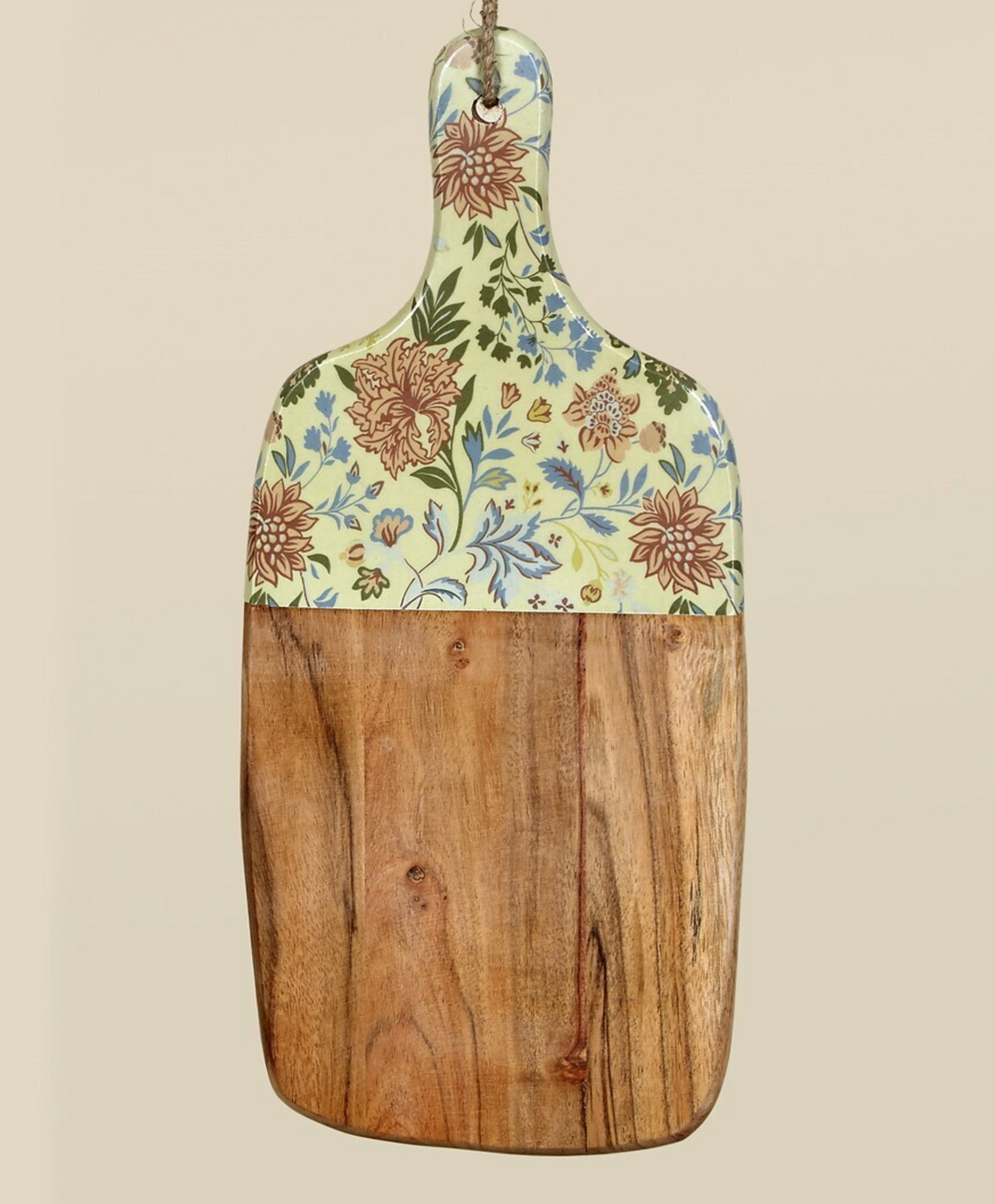 Tabla cortar/aperitivo flores verde claro 40x18 cm