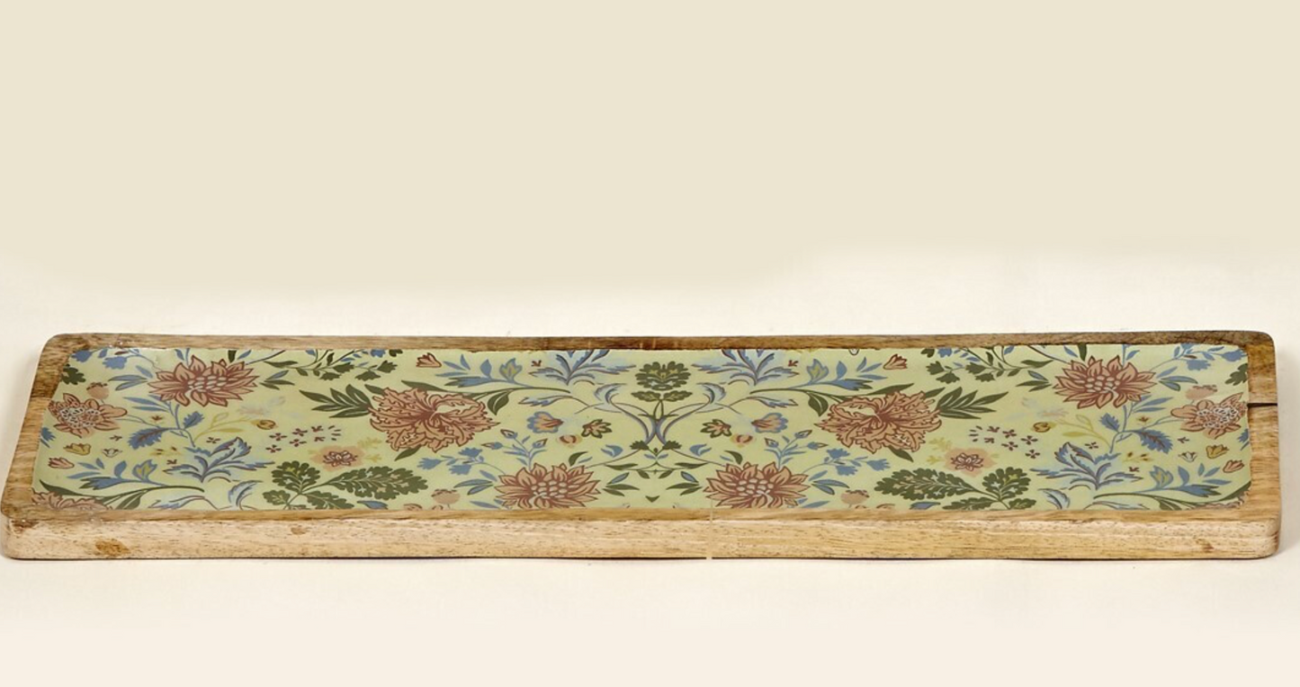 Tabla aperitivo flores verde claro 50x15 cm