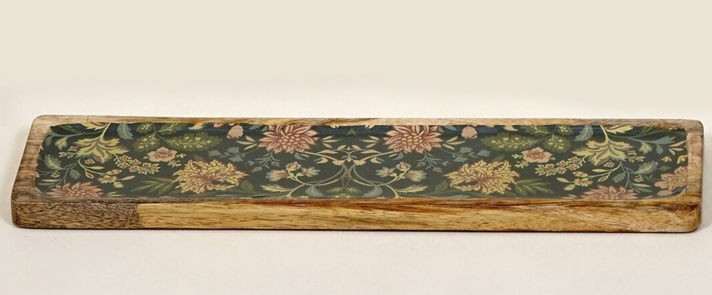 Tabla aperitivo flores verde oscuro 40x10 cm