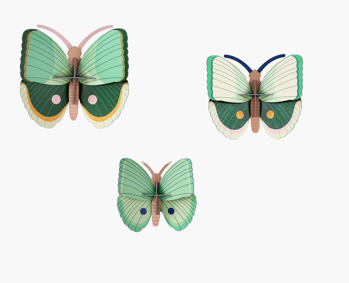 Set 3 Mariposas Verdes