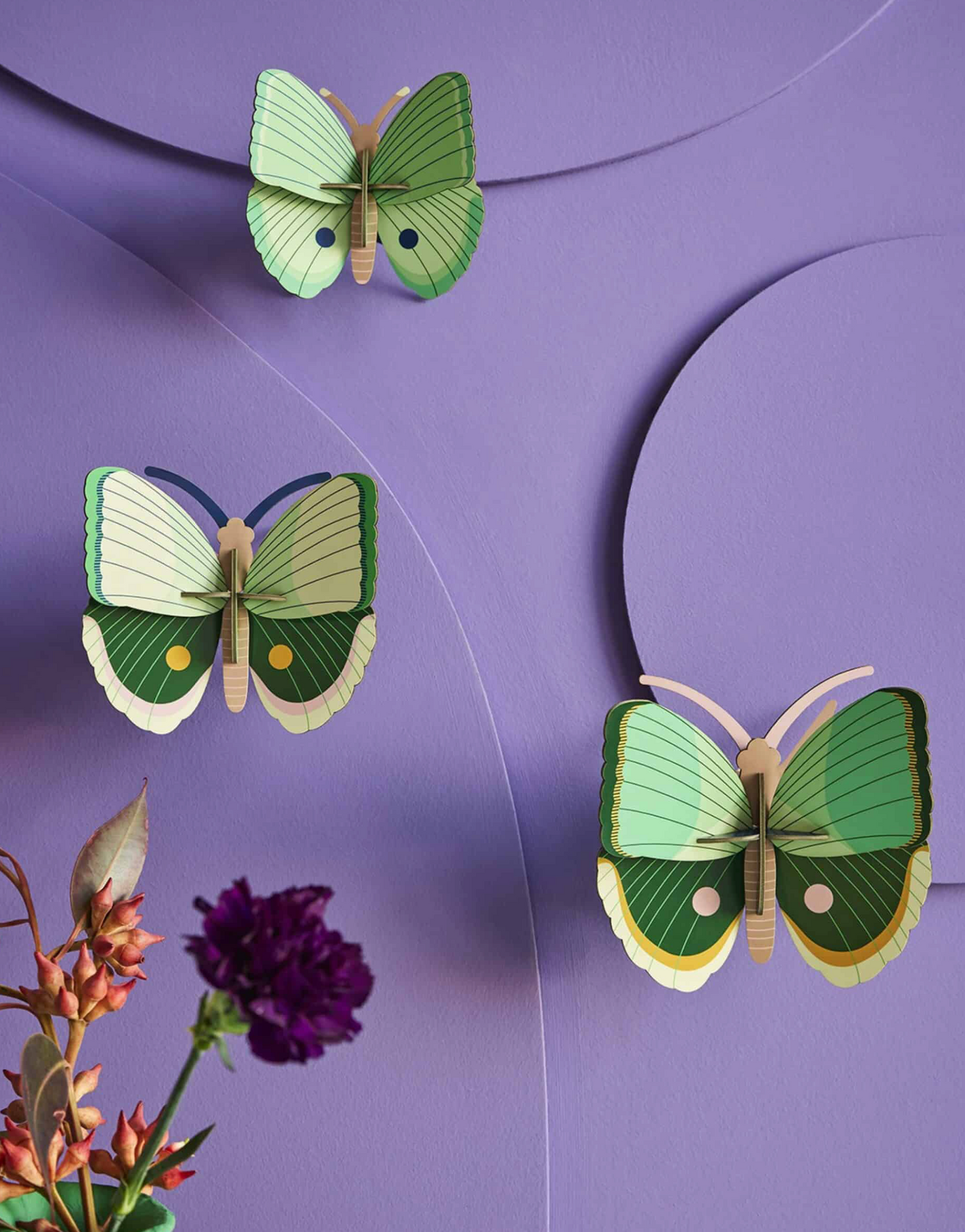 Set 3 Mariposas Verdes