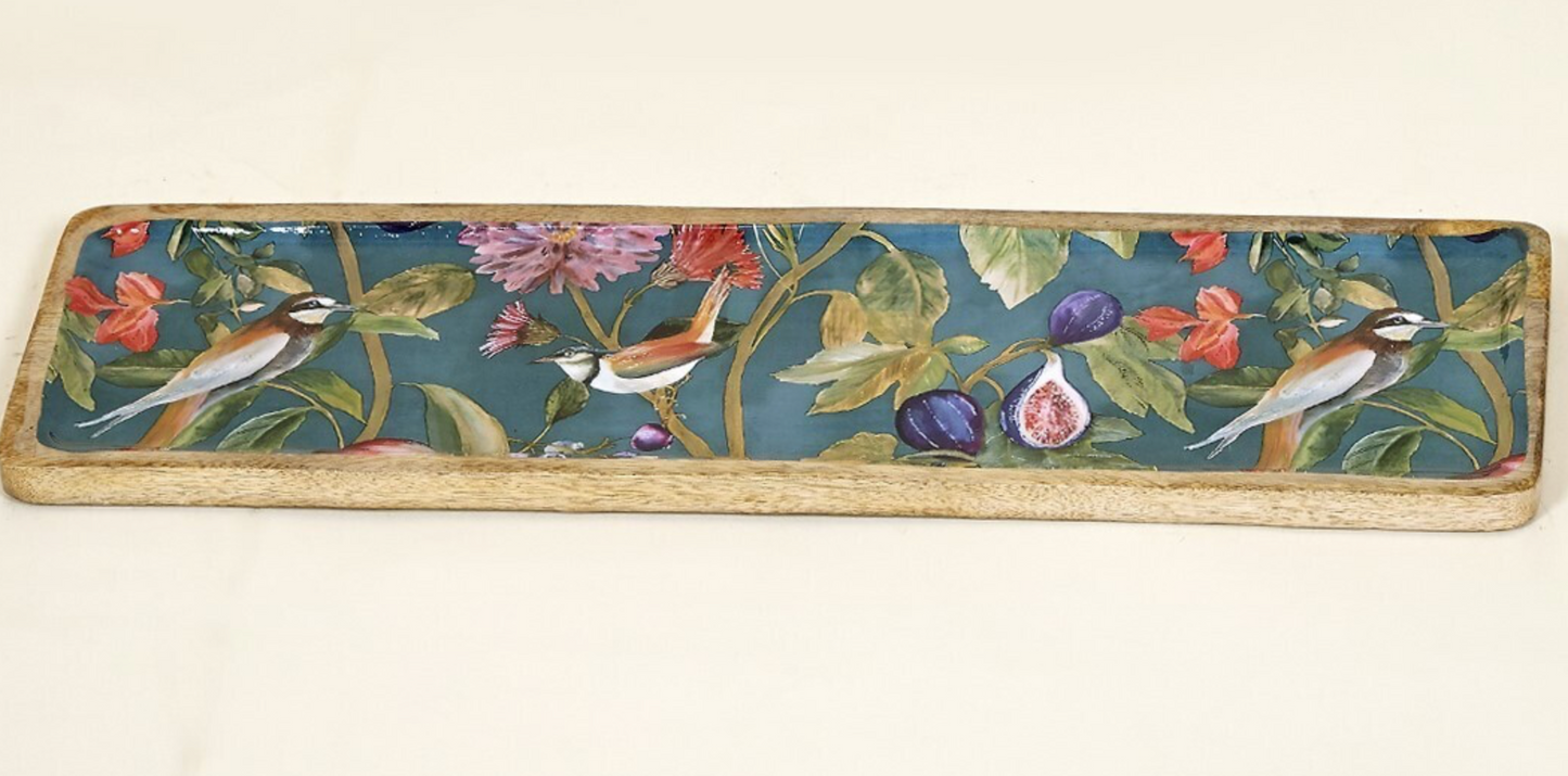 Tabla aperitivo flores y aves 50x15 cm