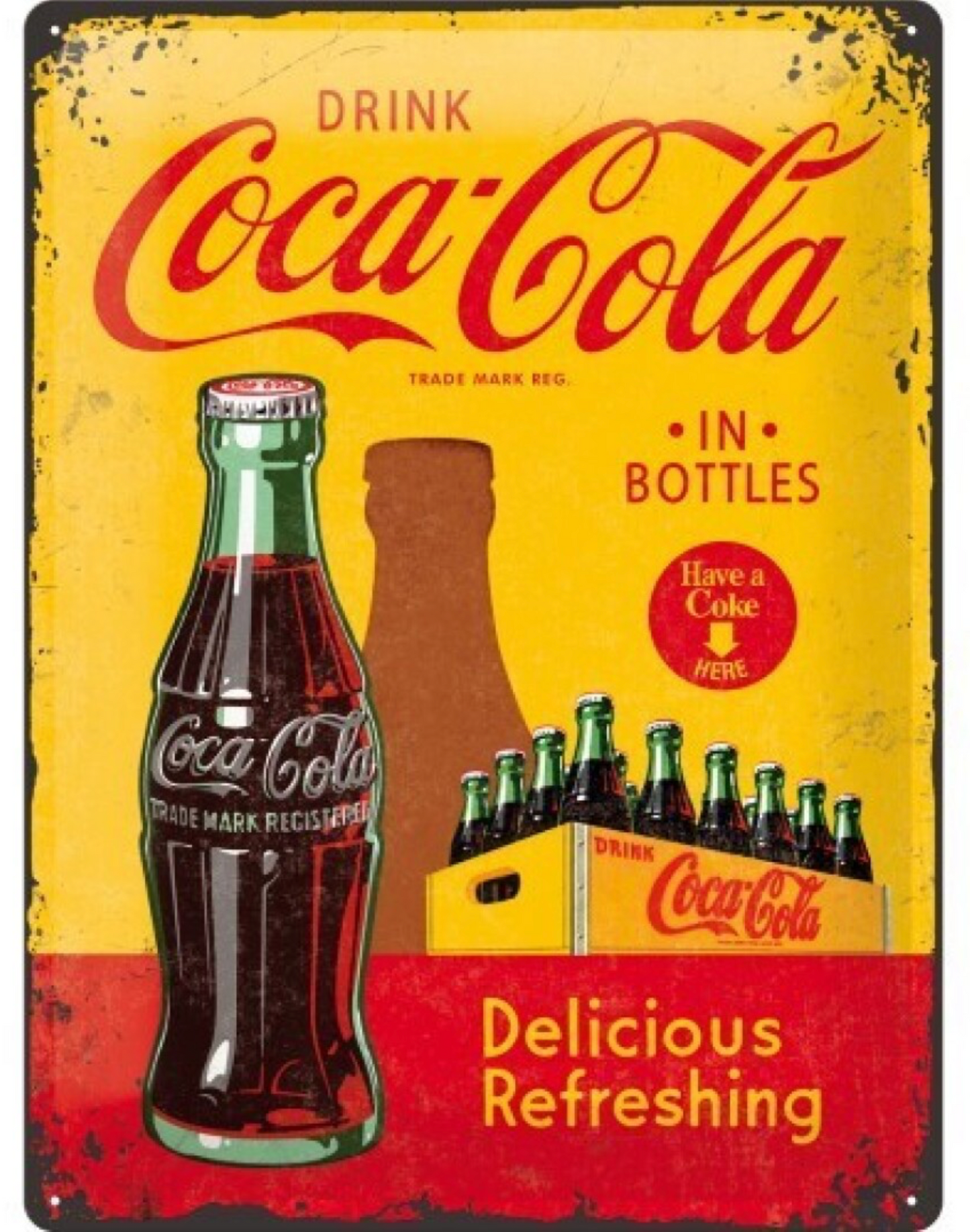 Placa metálica Coca Cola Amarilla 30x40 cm