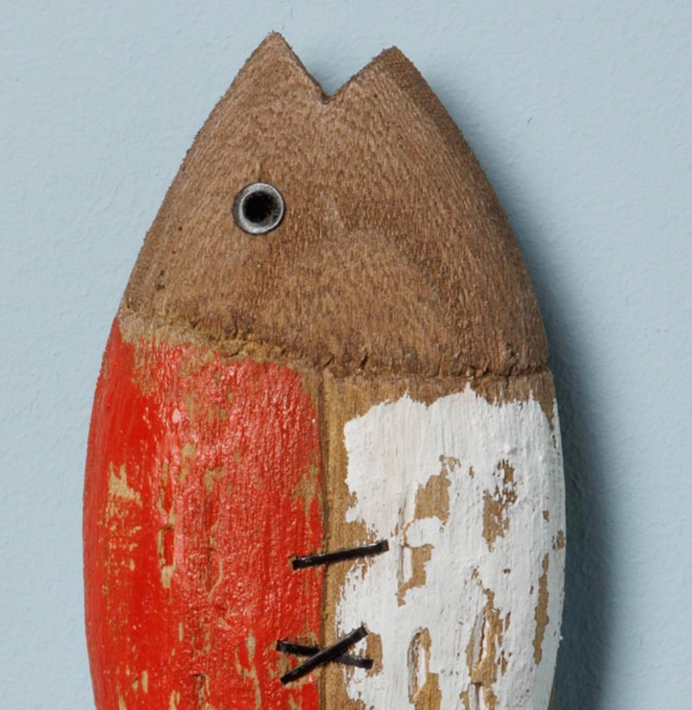 Colgador Pez madera rojo