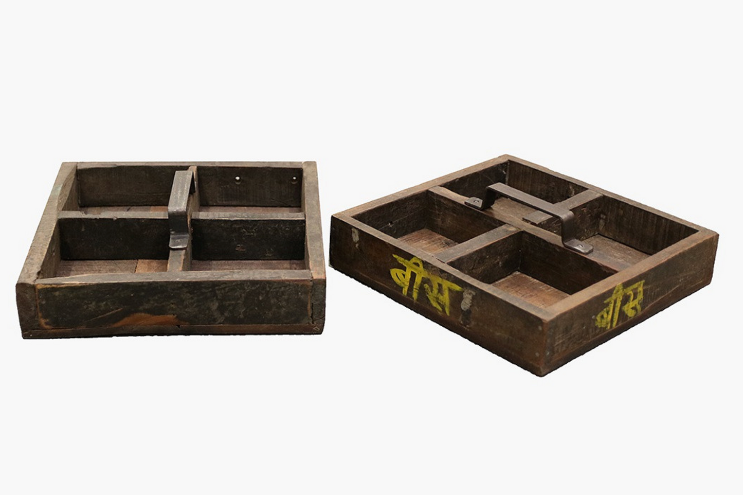 Caja de madera con 4 compartimentos