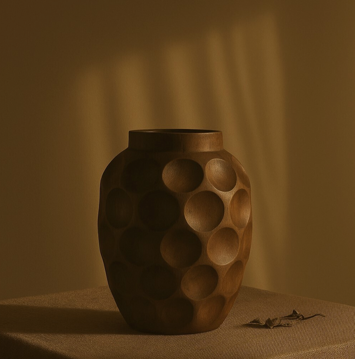 Jarron madera cacao lunar