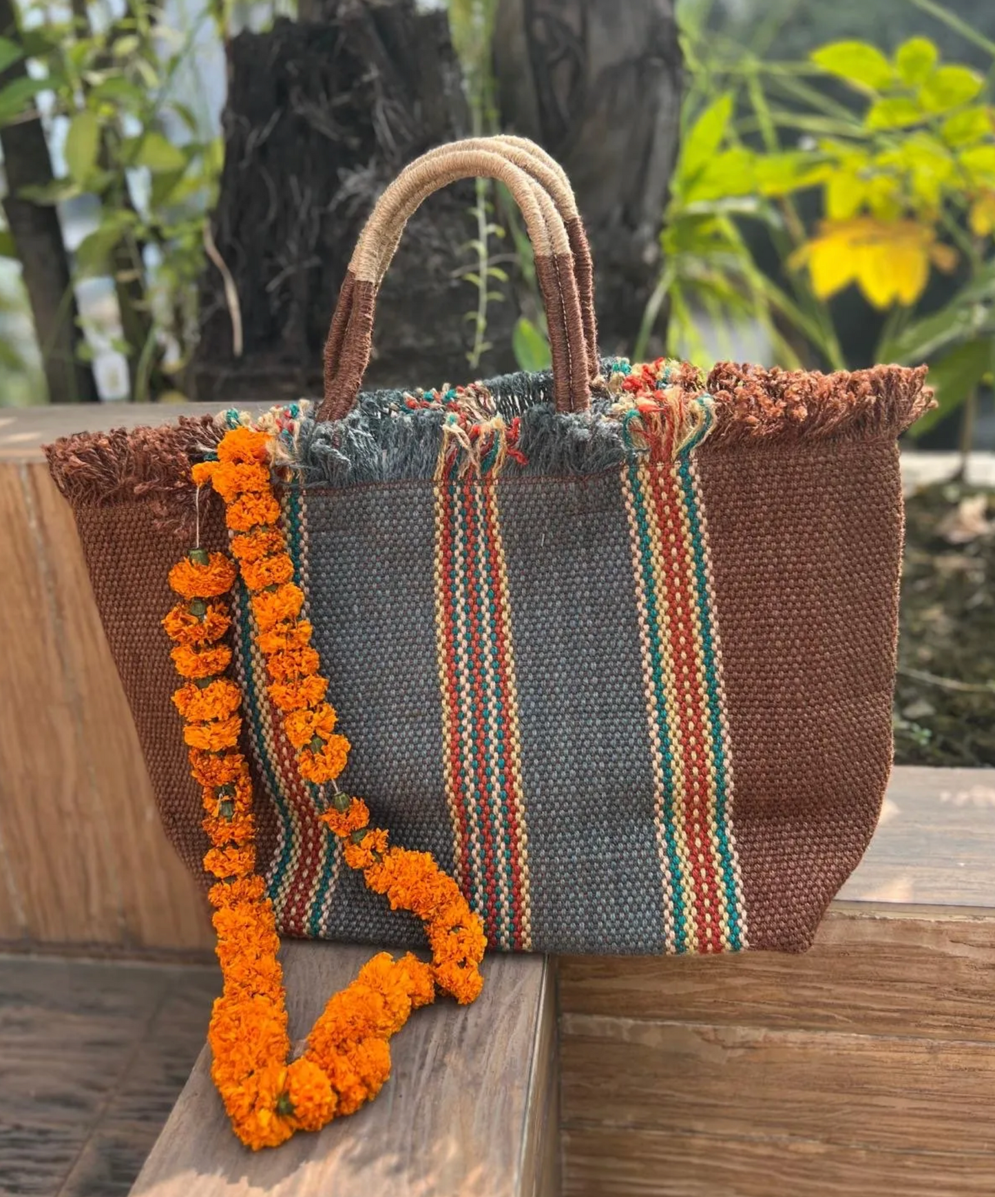 Bolso Yute en granate y gris