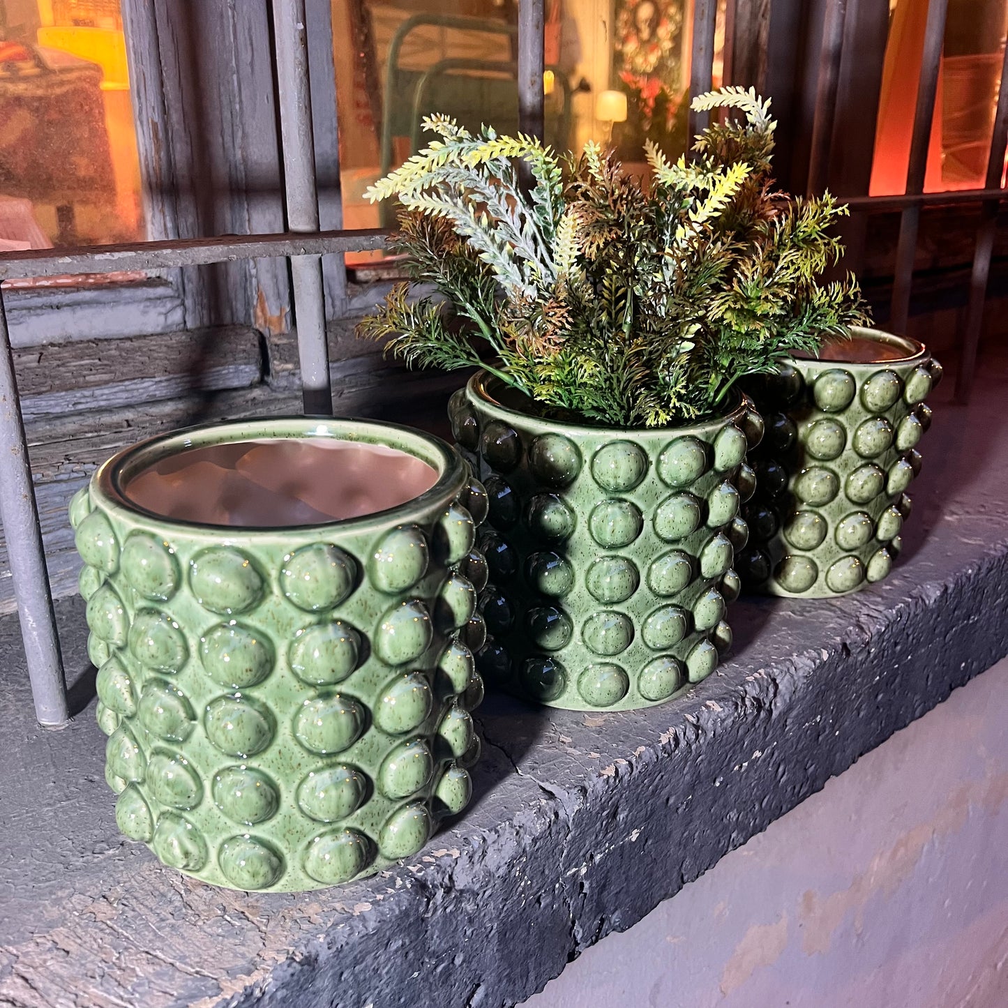 Jarron verde bolas
