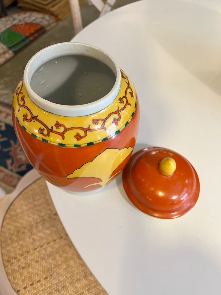 Jarron Porcelana Rojo y amarillo