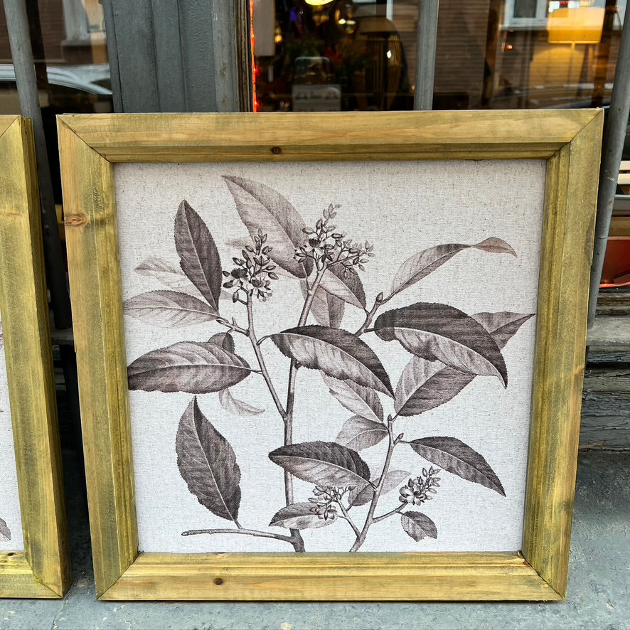 Cuadro lino motivos hojas 2