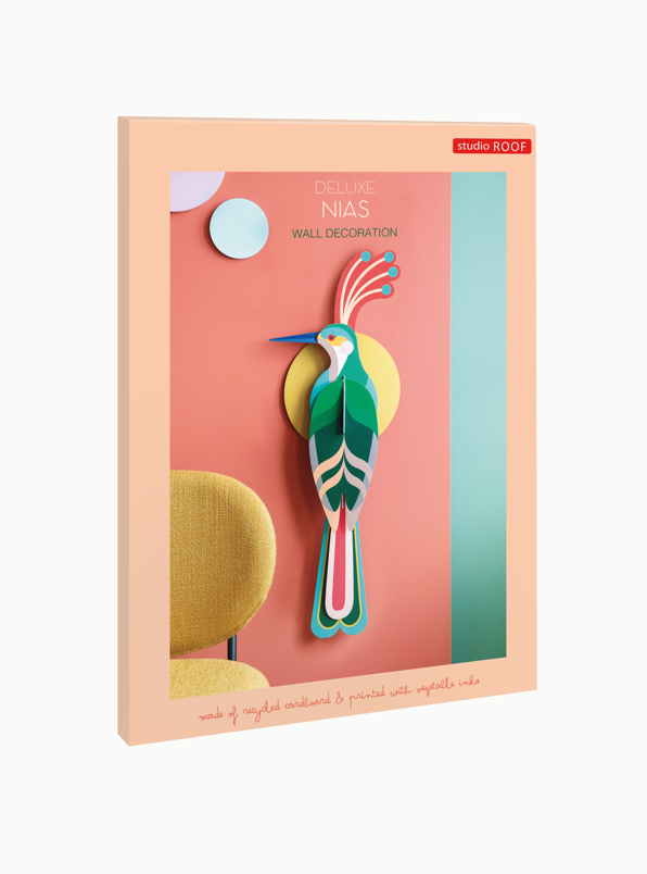 Figura Ave verde penacho rojo Carton Puzle