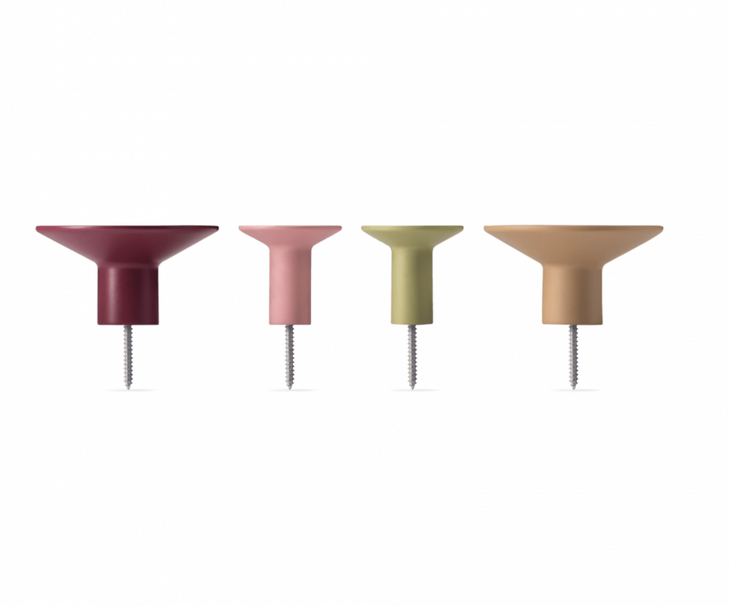 Set 4 colgadores pared granates y verdes