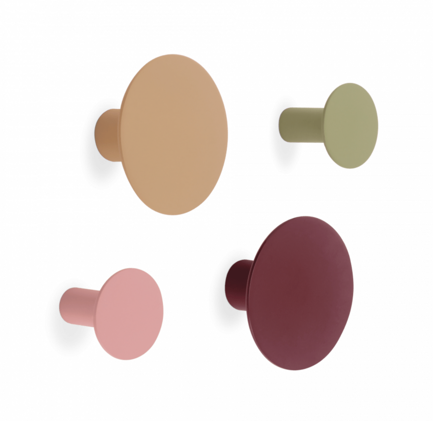 Set 4 colgadores pared granates y verdes
