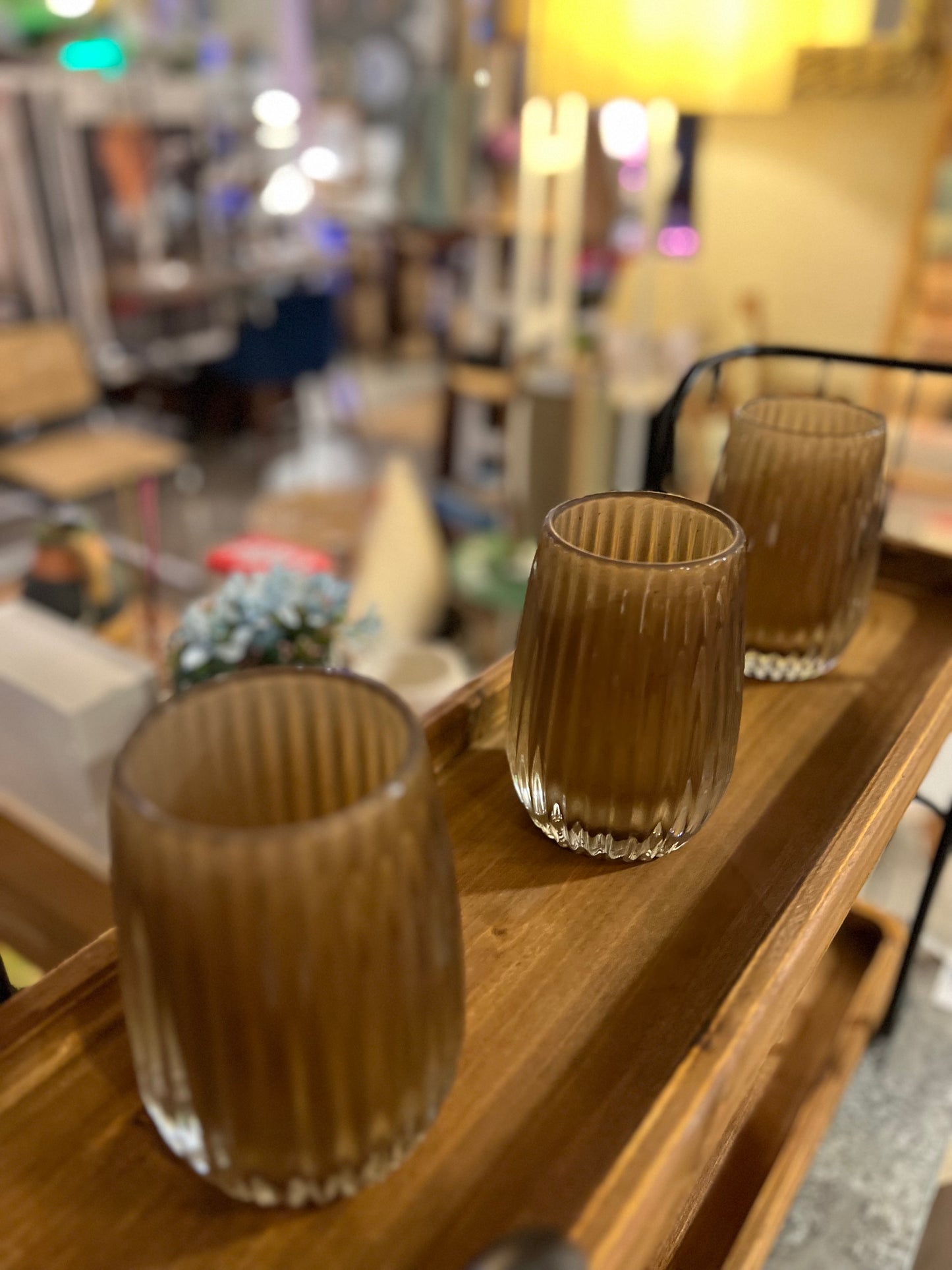 Jarron/Porta velas estriado bison