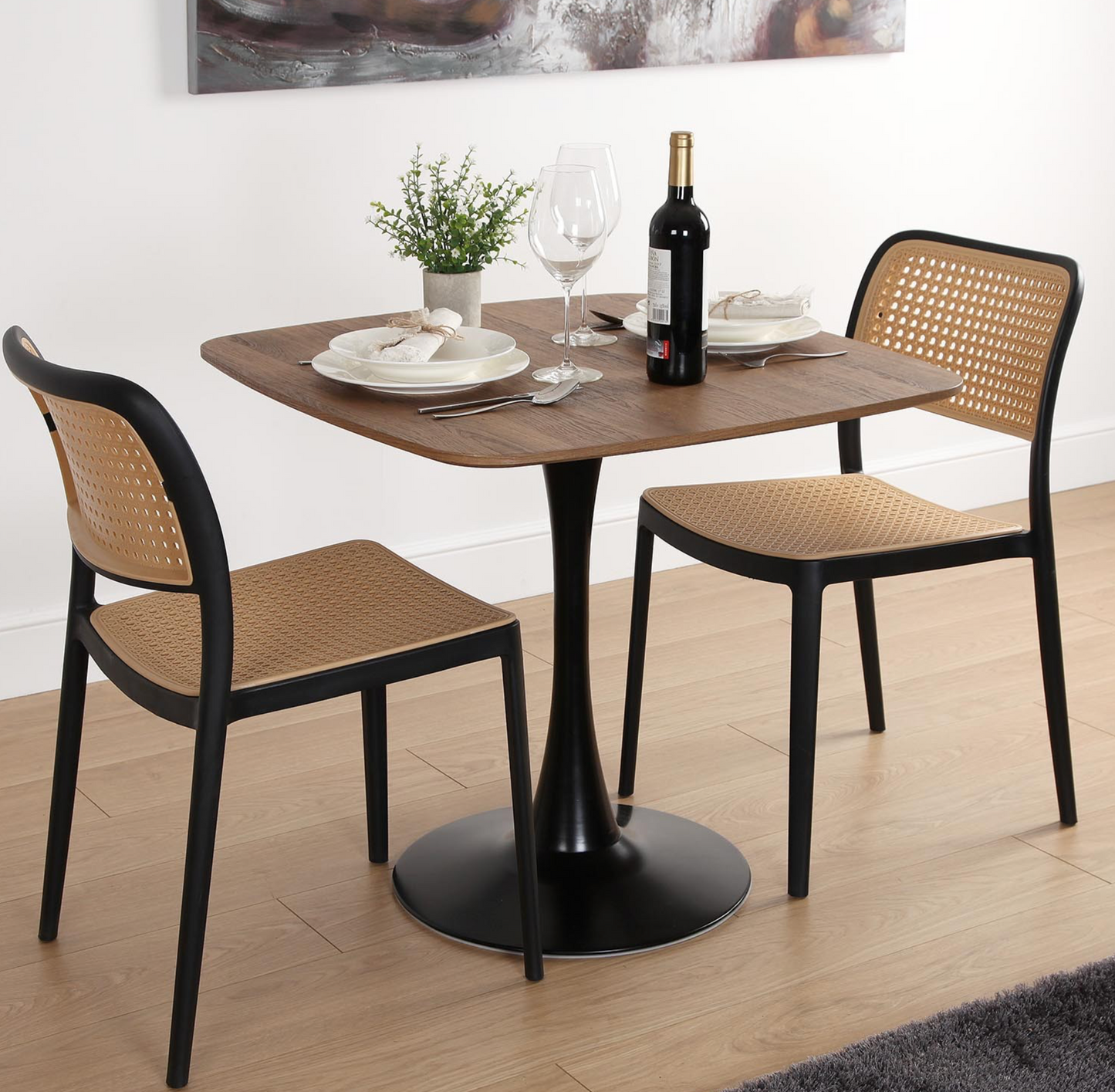 Silla mimbre plastico negro