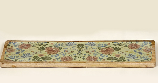 Tabla aperitivo flores verde claro 50x15 cm