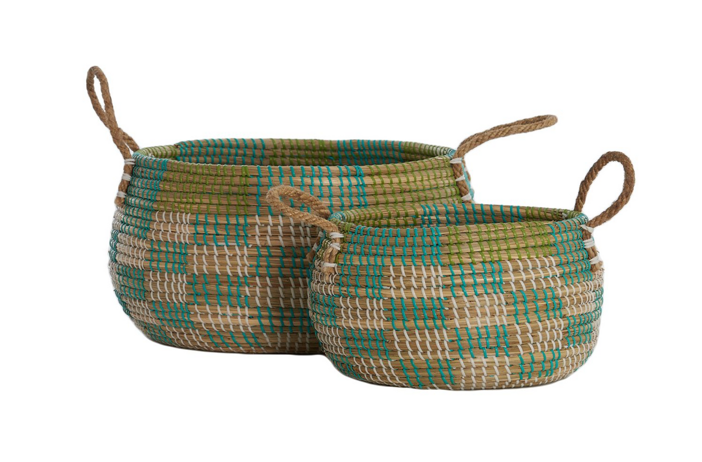 Cesto en verdes y amarillos