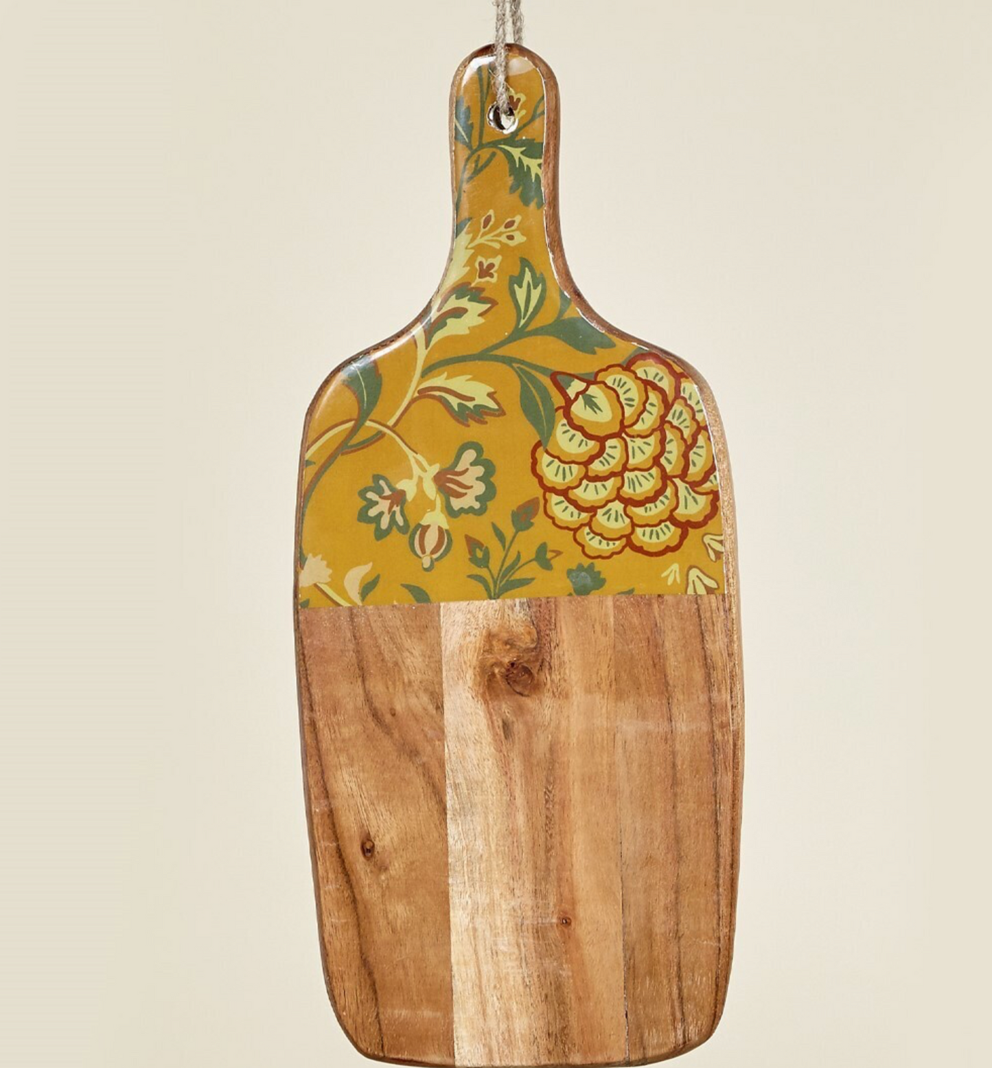 Tabla cortar/aperitivo flores mostaza 40x18 cm