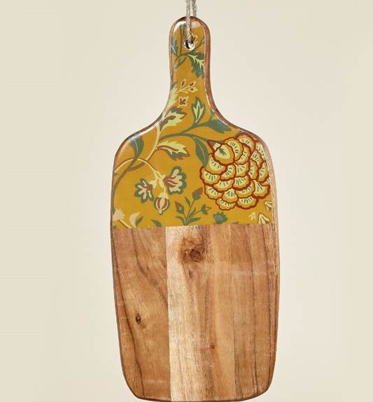 Tabla cortar/aperitivo flores mostaza 40x18 cm