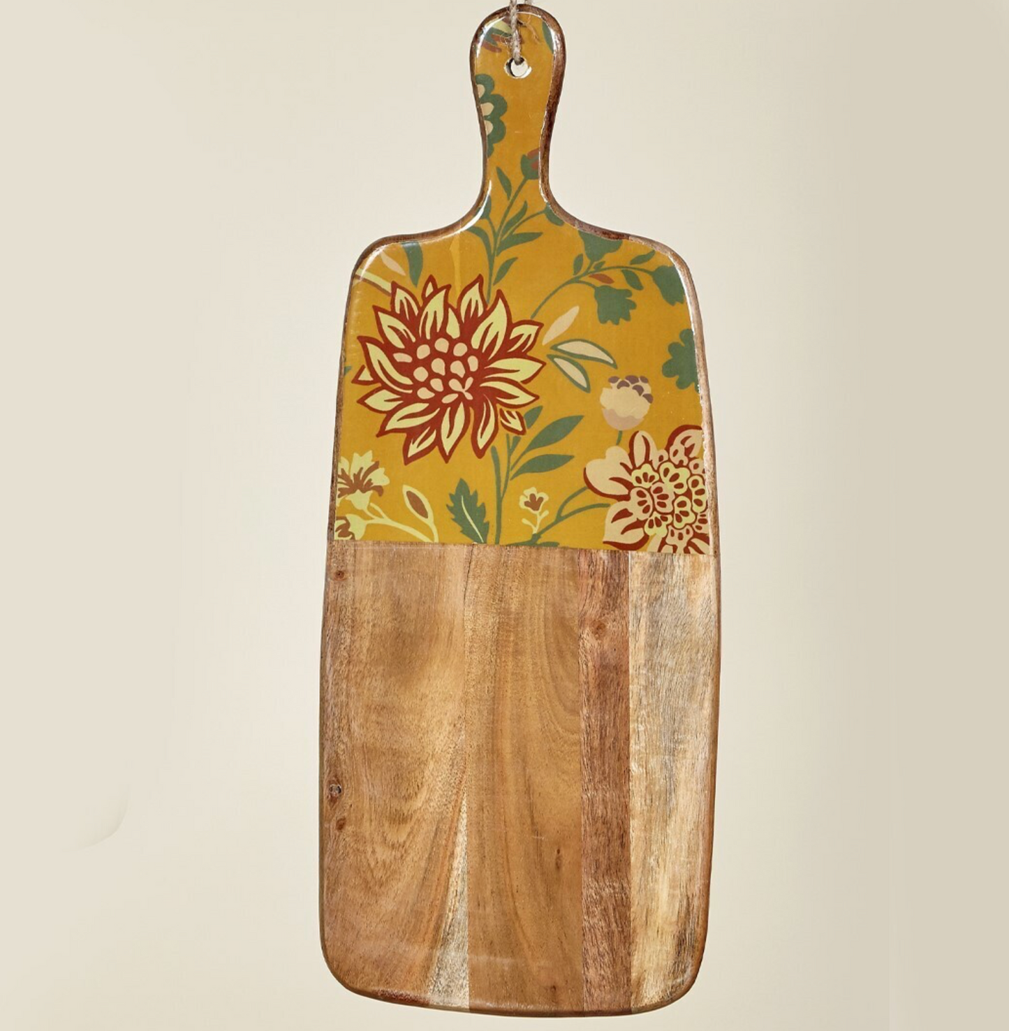 Tabla cortar/aperitivo flores mostaza 50x20 cm