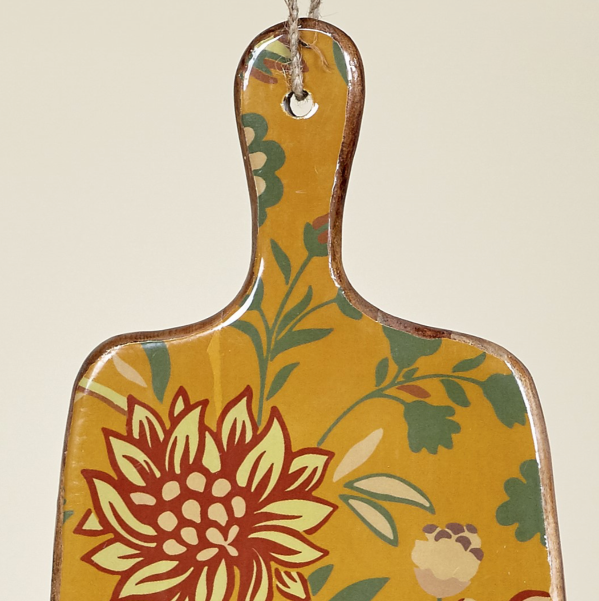 Tabla cortar/aperitivo flores mostaza 50x20 cm