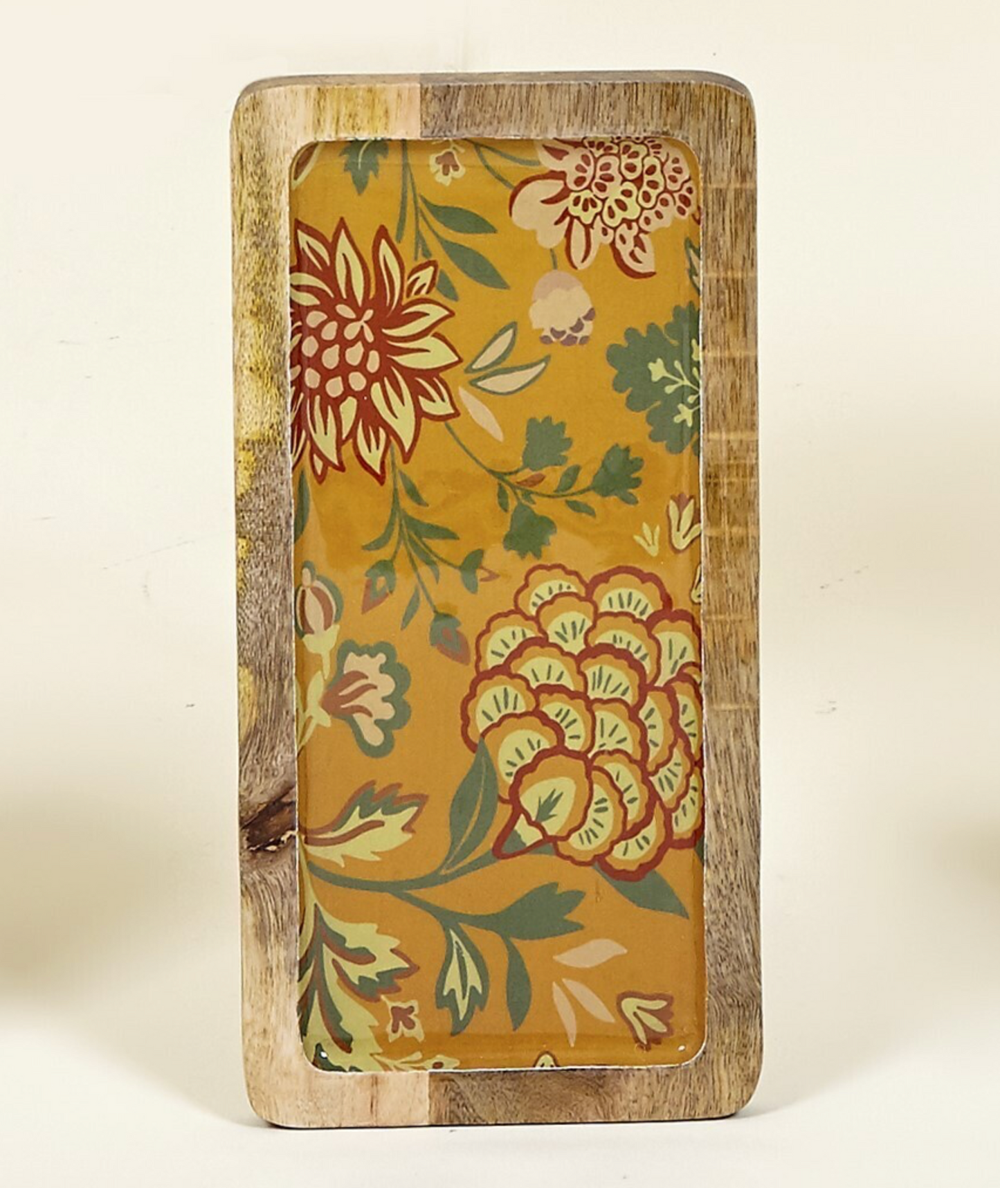 Tabla aperitivo flores mostaza 30x15 cm
