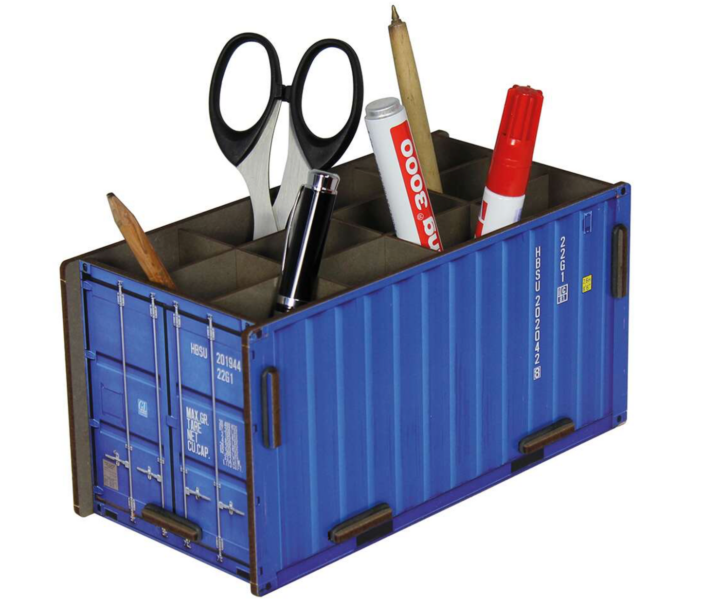 Portalapices contenedor azul