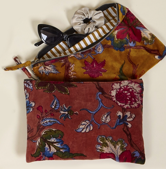 Bolso de mano terciopelo rojizo