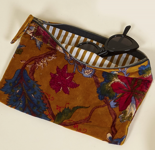 Bolso de mano terciopelo mostaza