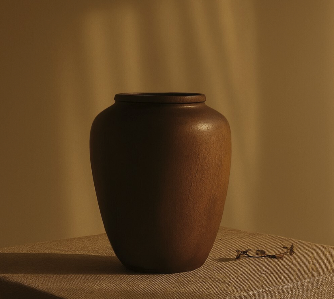 Jarron madera cacao alargado