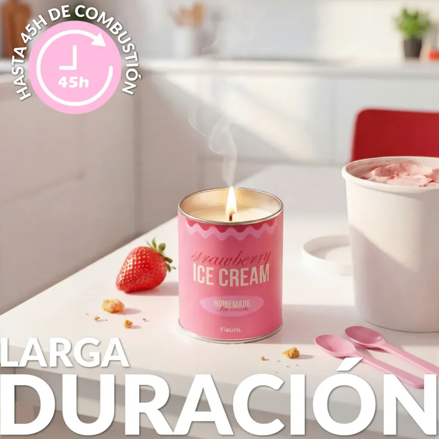 Vela metal olor Helado fresa y nata