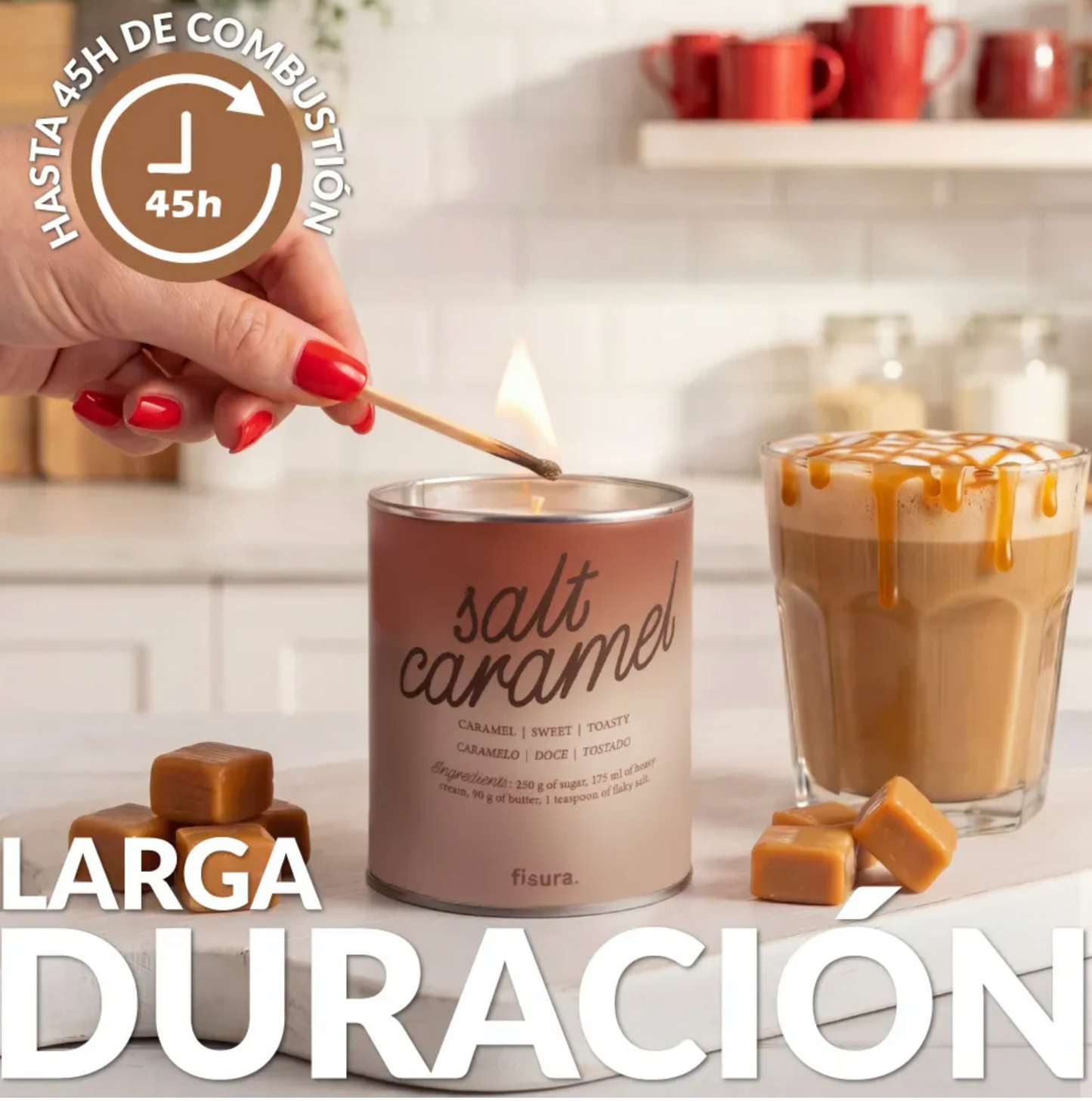 Vela metal olor Caramelo Salado