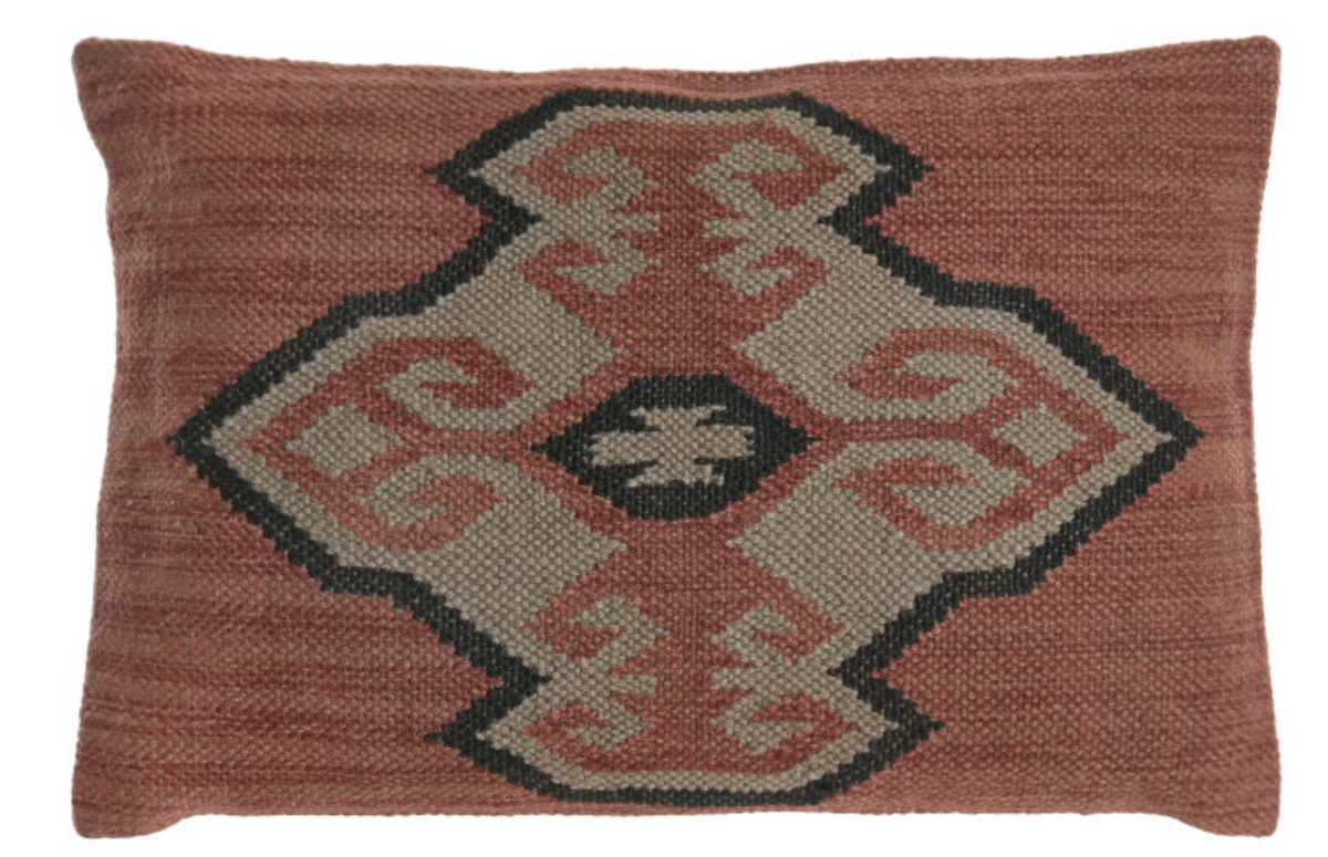 Cojin lana yute rectangular teja