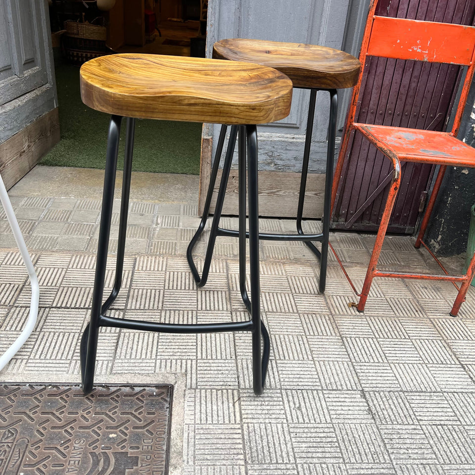 Taburete 65 cm blanco madera maciza