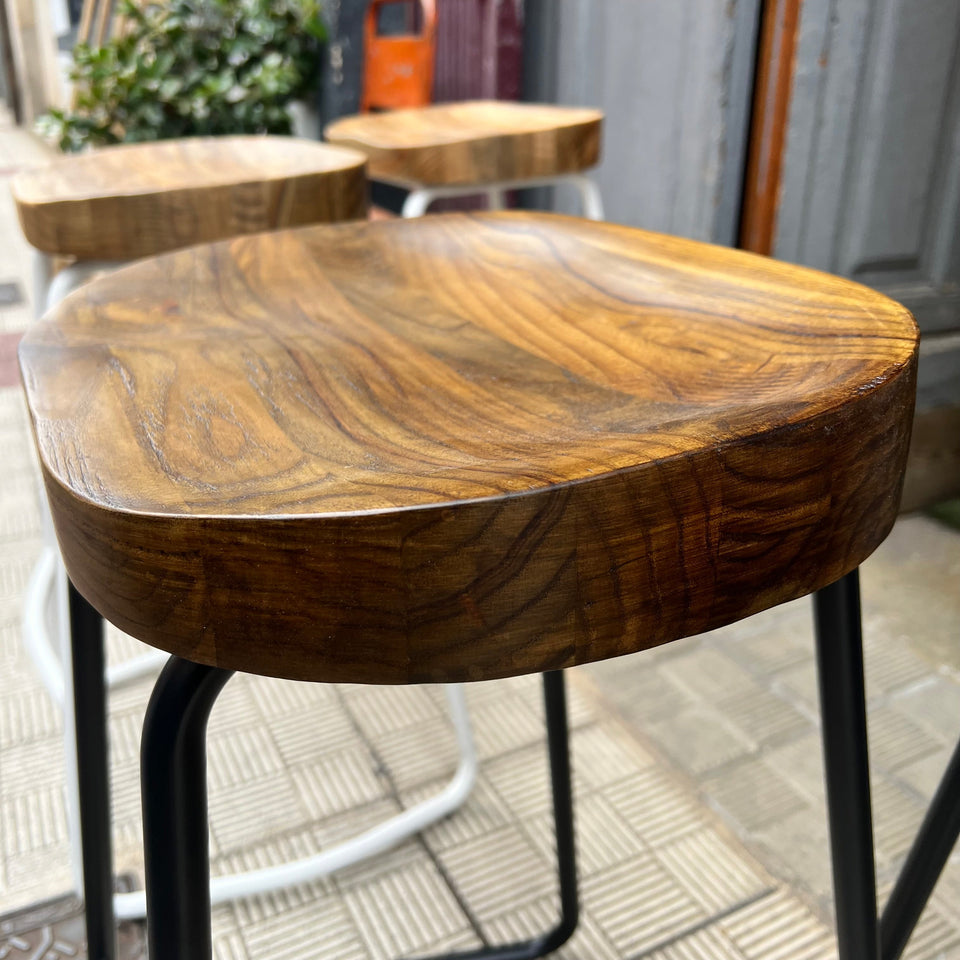 Taburete 65 cm blanco madera maciza