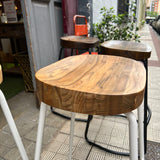 Taburete 65 cm blanco madera maciza