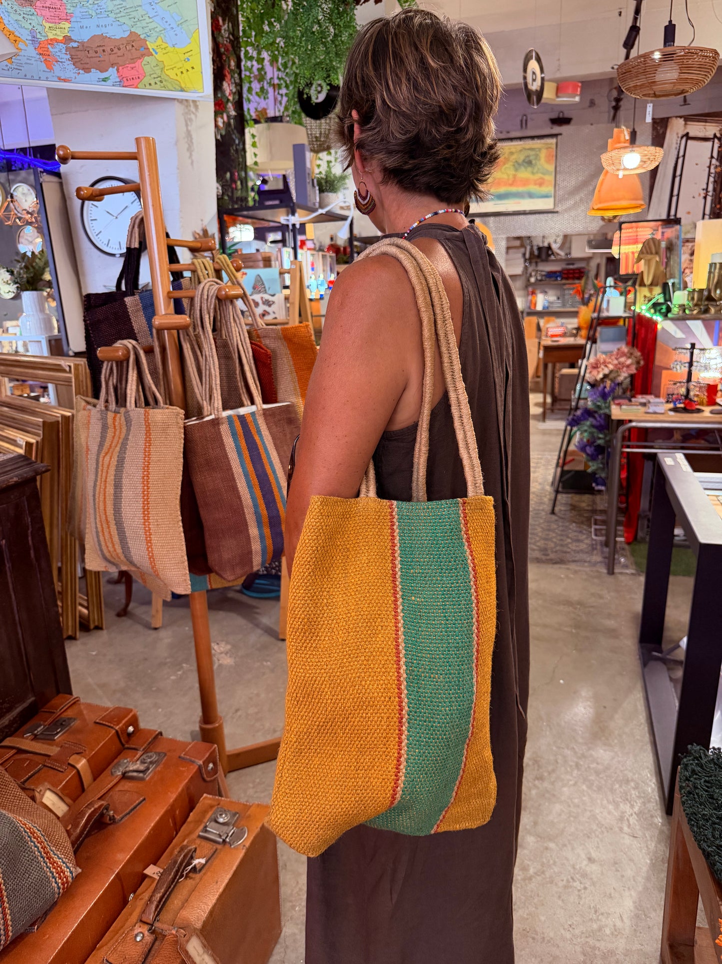 Bolso vertical amarillo/verde