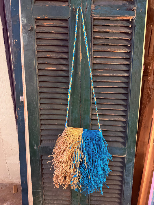 Bolso flecos azul/natural