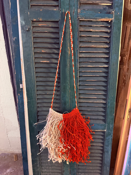 Bolso flecos rojo/natural