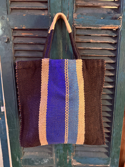 Bolso vertical marron/azul