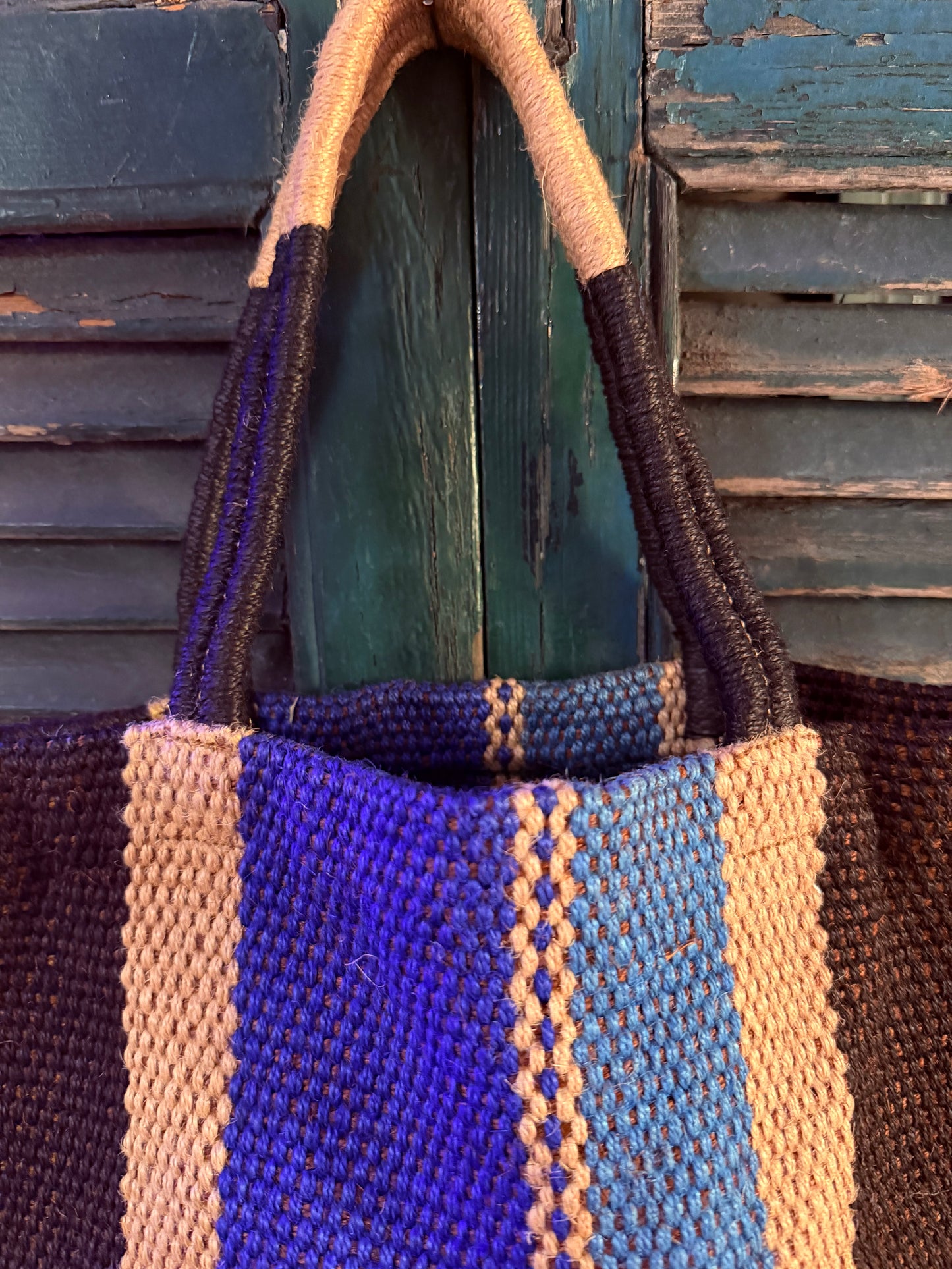 Bolso vertical marron/azul