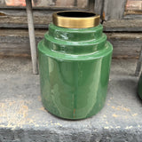 Jarrón verde y bronce