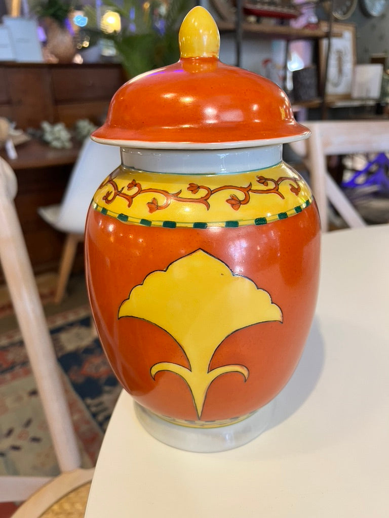 Jarron Porcelana Rojo y amarillo