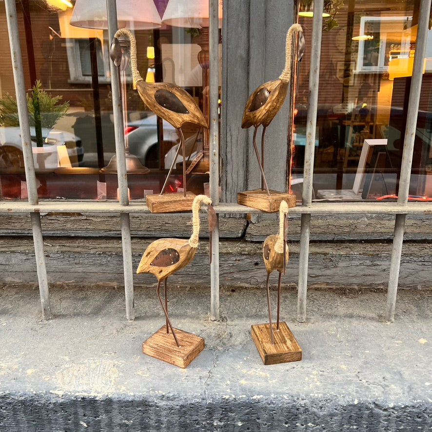 Figura Ave Zancuda madera y metal