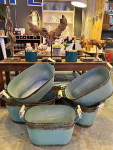 Balde Verde asa madera Grande