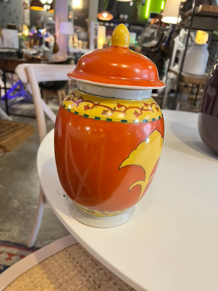 Jarron Porcelana Rojo y amarillo