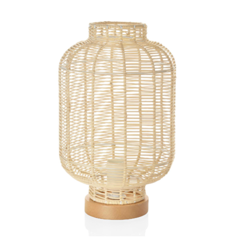 Lampara de ratan y madera