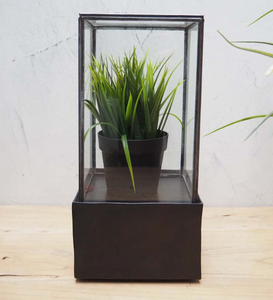 Vitrina de cristal y metal grande